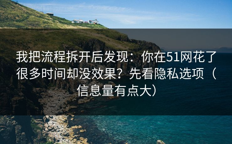 我把流程拆开后发现：你在51网花了很多时间却没效果？先看隐私选项（信息量有点大）
